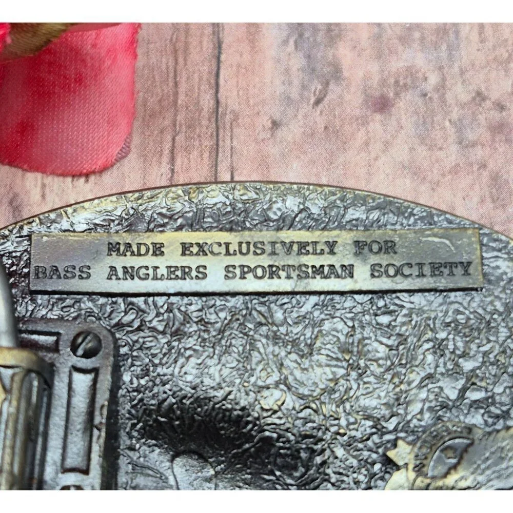 Bass Anglers Sportsman Society Belt Buckle Lifetime Life Member Fishing Brass